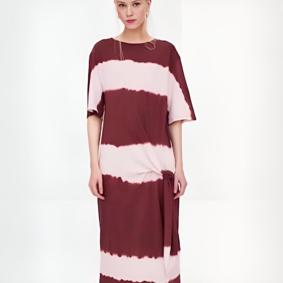 Zara Trafaluc tie dye boho cotton asymmetrical midaxi midi t-shirt dress large - Picture 4 of 4